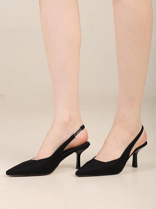 Women's Slingback Kitten Heel Sandals With 3 Inches, Pointed Toe Design, Elegant Footwear, Slip On Style, Formal Occasion Wear