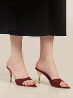 Women's Pointed Toe Stiletto Mule Sandals, Slip On Design, Elegant, Fashion Footwear for Party Evening Casual Occasion Styling, 3.5-Inch Stiletto Heels