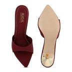 Women's Pointed Toe Stiletto Mule Sandals, Slip On Design, Elegant, Fashion Footwear for Party Evening Casual Occasion Styling, 3.5-Inch Stiletto Heels