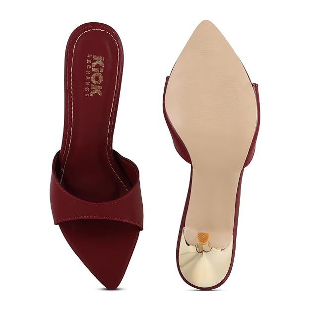 Women's Pointed Toe Stiletto Mule Sandals, Slip On Design, Elegant, Fashion Footwear for Party Evening Casual Occasion Styling, 3.5-Inch Stiletto Heels