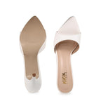 Women's Pointed Toe Stiletto Mule Sandals, Slip On Design, Elegant, Fashion Footwear for Party Evening Casual Occasion Styling, 3.5-Inch Stiletto Heels White