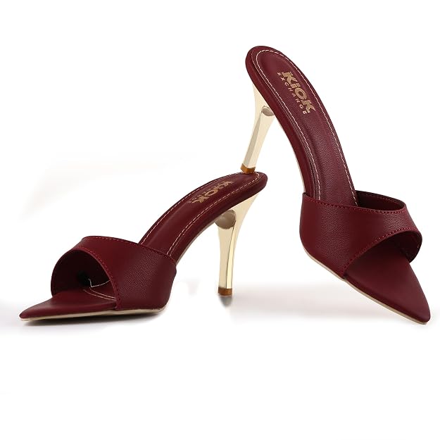 Women's Pointed Toe Stiletto Mule Sandals, Slip On Design, Elegant, Fashion Footwear for Party Evening Casual Occasion Styling, 3.5-Inch Stiletto Heels