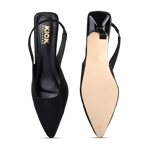 Women's Slingback Kitten Heel Sandals With 3 Inches, Pointed Toe Design, Elegant Footwear, Slip On Style, Formal Occasion Wear Main Image