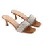 Women's Pearl Embellished Kitten Heel Sandals With 2.5 Inches heel, Square Toe Design, Slip On Fashion Footwear, Occasion Wear,Elegant Party Styling