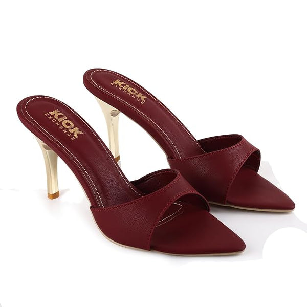 Women's Pointed Toe Stiletto Mule Sandals, Slip On Design, Elegant, Fashion Footwear for Party Evening Casual Occasion Styling, 3.5-Inch Stiletto Heels