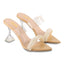 Women's Pearl Embellished Heeled Sandals With 3.5 Inches Clear Prism Heel, Pointed Toe Design, Transparent Strap Styling, Clear Prism Heel, Occasion Fashion Footwear