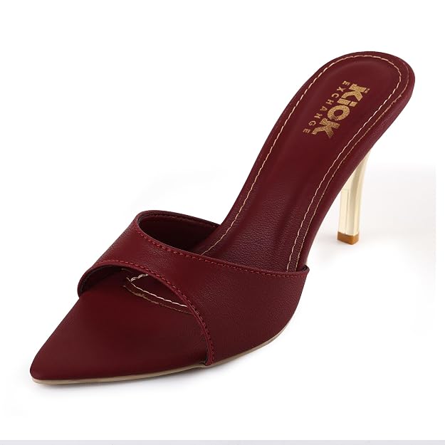 Women's Pointed Toe Stiletto Mule Sandals, Slip On Design, Elegant, Fashion Footwear for Party Evening Casual Occasion Styling, 3.5-Inch Stiletto Heels