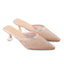Women's Rhinestone Embellished Mule Sandals With 2 Inches Spool Heel, Pointed Toe Design,Slip On Fashion Footwear, Party Occasion Wear