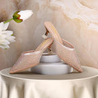 Women's Rhinestone Embellished Mule Sandals With 2 Inches Spool Heel, Pointed Toe Design,Slip On Fashion Footwear, Party Occasion Wear