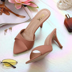 Women's Pointed Toe Stiletto Mule Sandals, Slip On Design, Elegant, Fashion Footwear for Party Evening Casual Occasion Styling, 3.5-Inch Stiletto Heels Peach