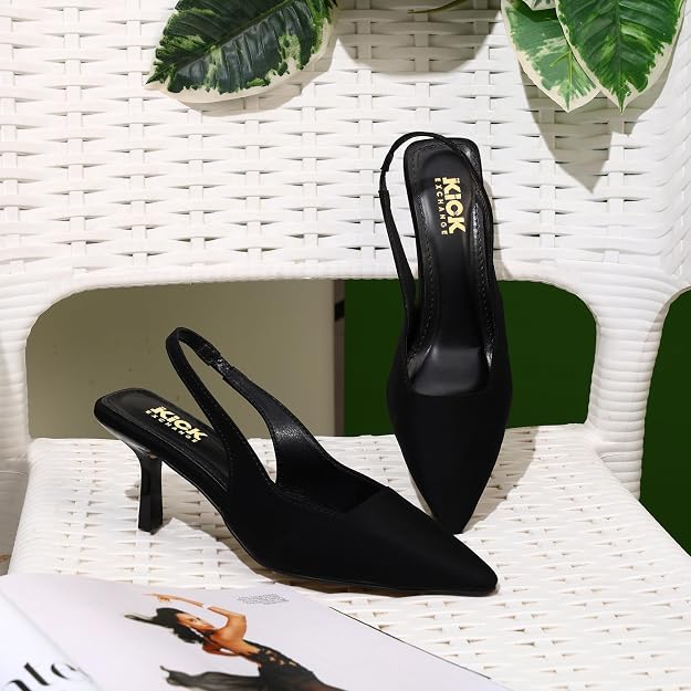 Women's Slingback Kitten Heel Sandals With 3 Inches, Pointed Toe Design, Elegant Footwear, Slip On Style, Formal Occasion Wear