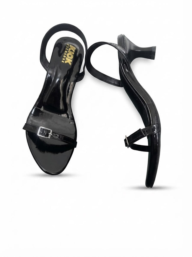 The Kick Exchange Glossy Buckle Strap Kitten Heels for Women Hover Image