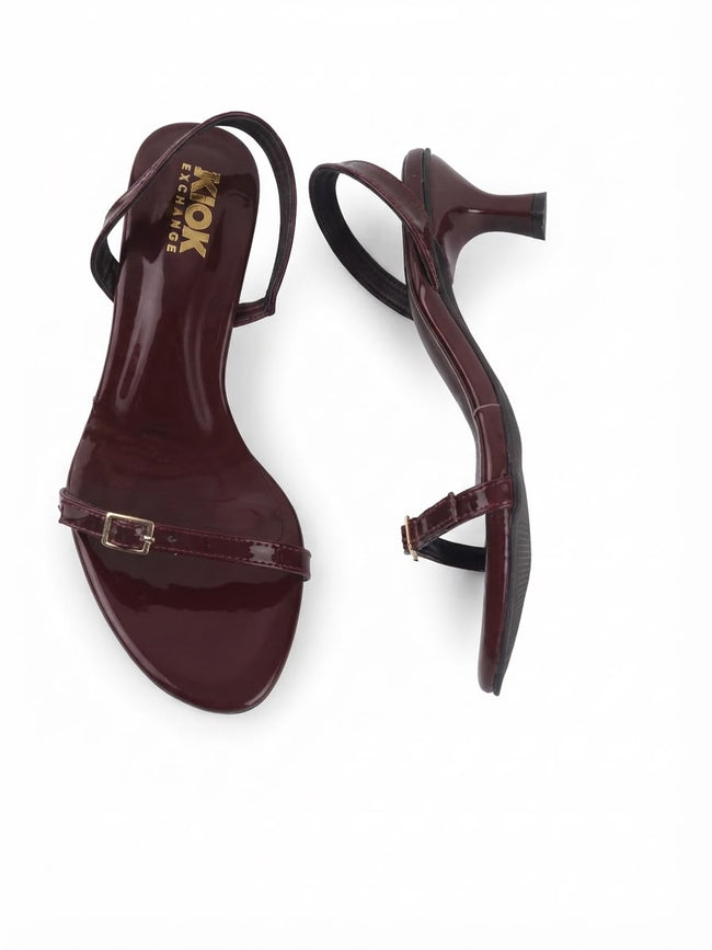 The Kick Exchange Glossy Buckle Strap Kitten Heels for Women Hover Image