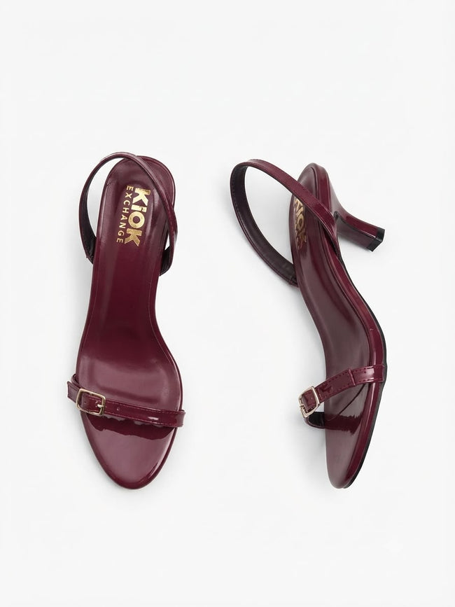 The Kick Exchange Glossy Buckle Strap Kitten Heels for Women Hover Image