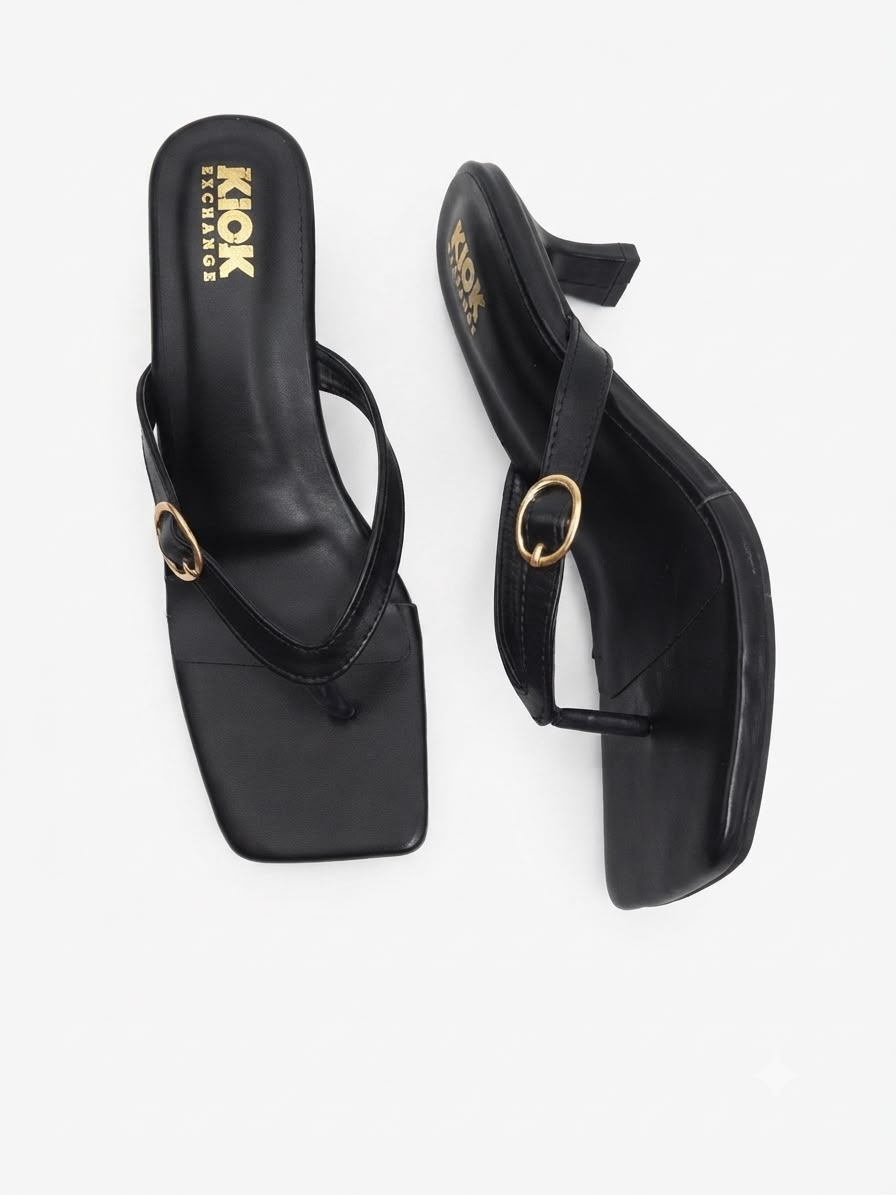 The Kick Exchange Square Toe T-Strap Kitten Heels for Women