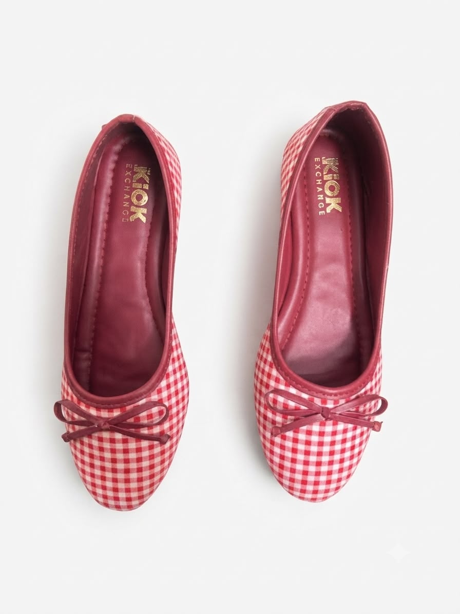 The Kick Exchange Checked Bow Ballerina Flats for Women