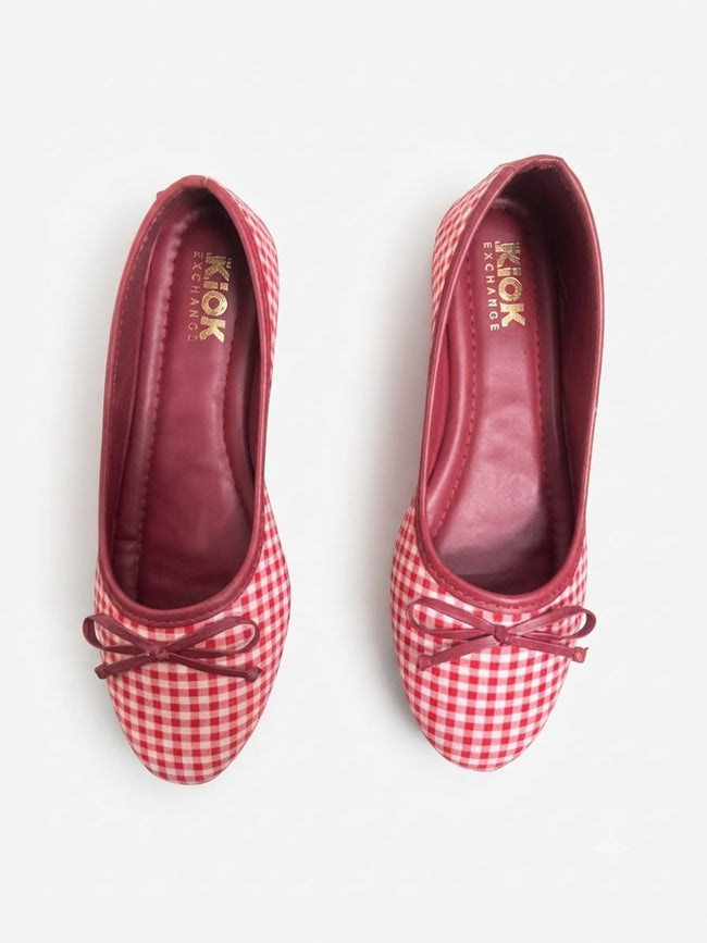 The Kick Exchange Checked Bow Ballerina Flats for Women Hover Image