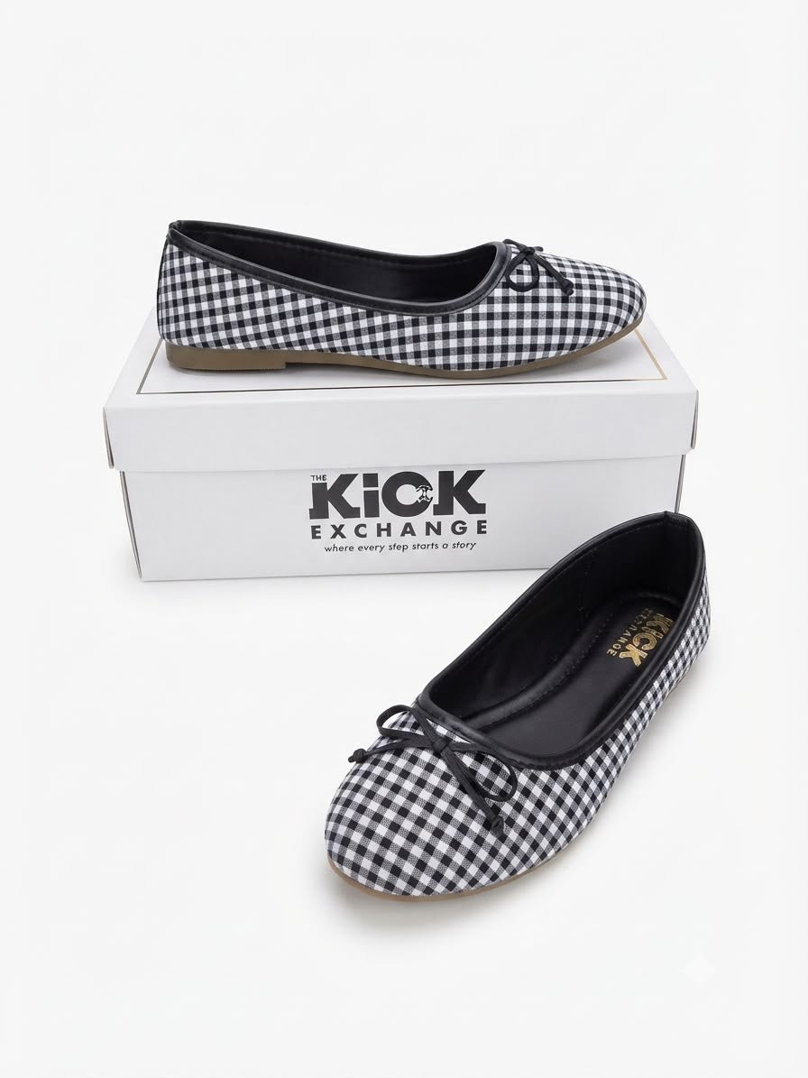 The Kick Exchange Checked Bow Ballerina Flats for Women