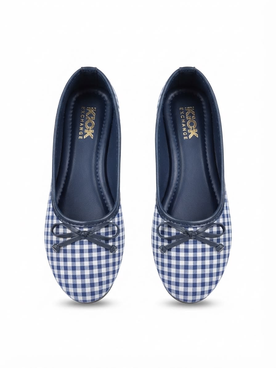 The Kick Exchange Checked Bow Ballerina Flats for Women