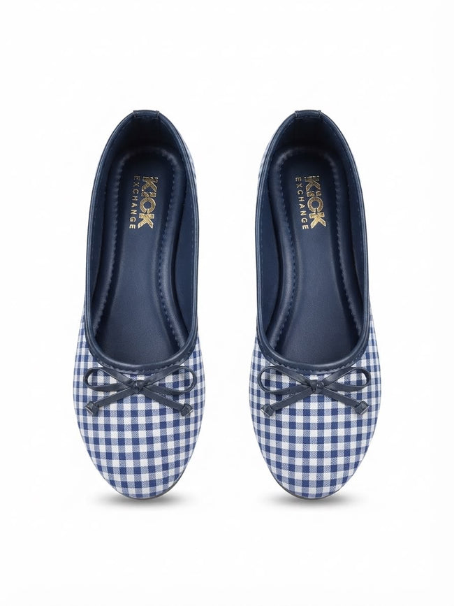 The Kick Exchange Checked Bow Ballerina Flats for Women Hover Image