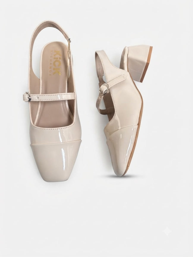 The Kick Exchange Glossy Mary Jane Slingback Block Heels for Women Hover Image