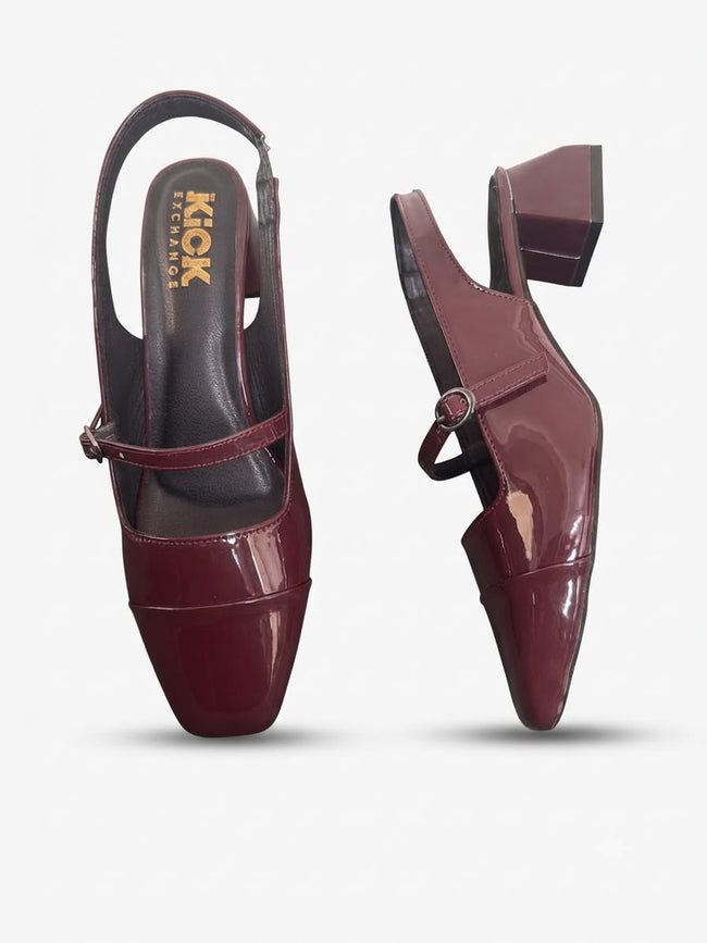 The Kick Exchange Glossy Mary Jane Slingback Block Heels for Women Hover Image