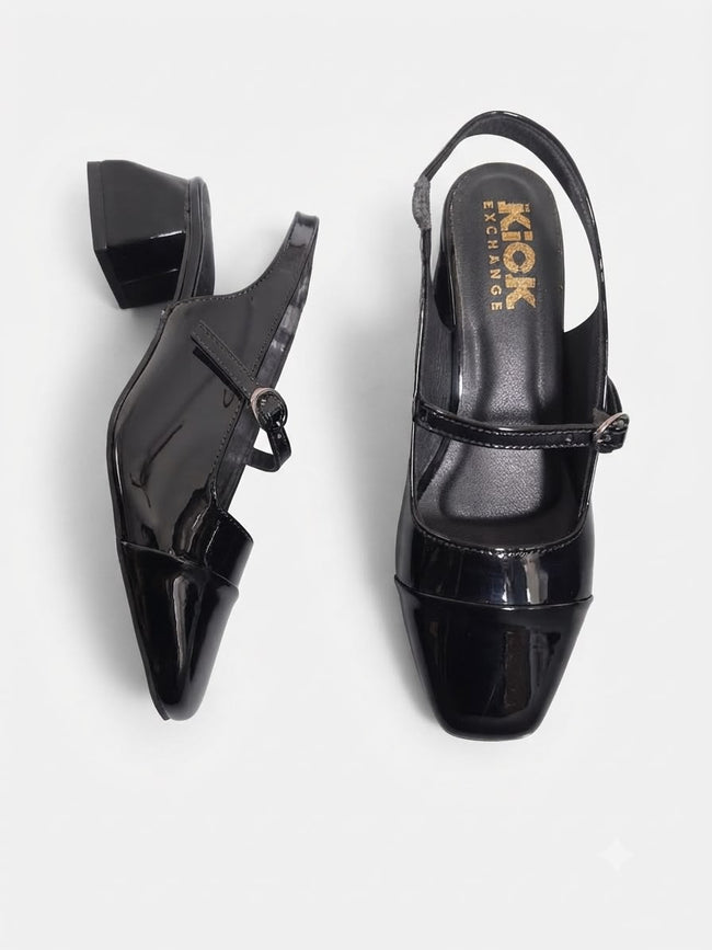 The Kick Exchange Glossy Mary Jane Slingback Block Heels for Women Hover Image