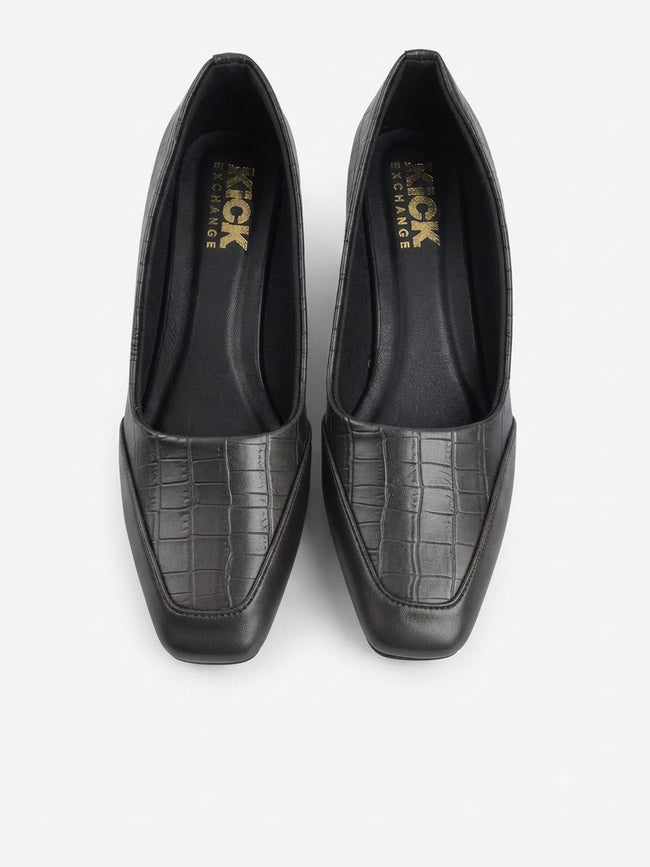 The Kick Exchange Croc-Embossed Block Heel Pumps for Women Hover Image