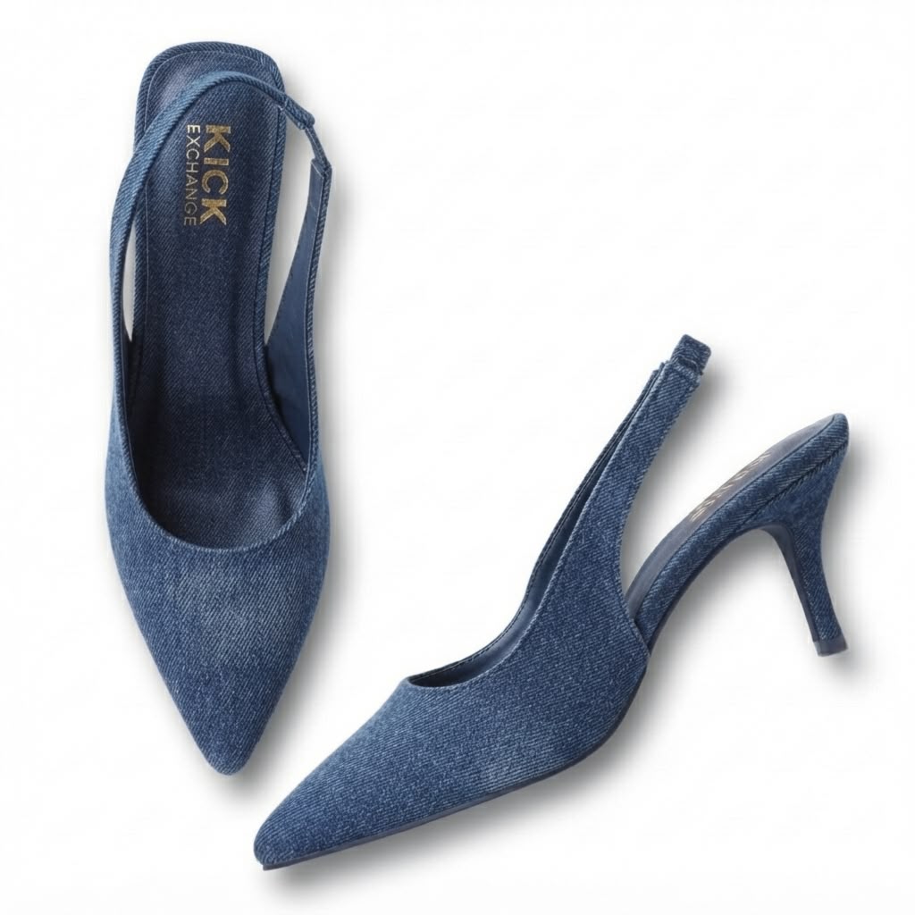 The Kick Exchange Glossy Pointed Toe Slingback Heels for Women